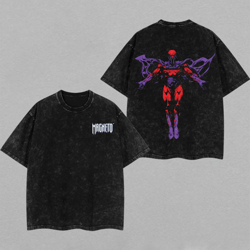 Magneto Marvel X-Men Mutant Power | Double-Sided Retro Vintage Washed T-Shirt | Limited Edition Streetwear