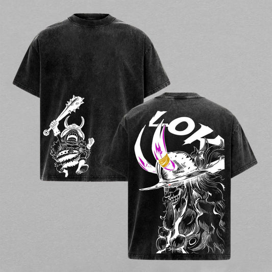 Prince Loki One Piece Elbaph Warrior | Double-Sided Retro Vintage Washed T-Shirt | Limited Edition Streetwear