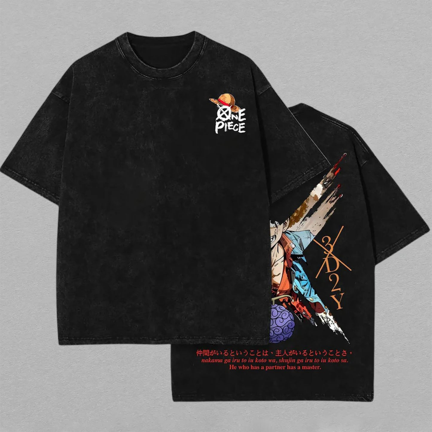 Monkey D. Luffy One Piece Pirate King | Retro Vintage Washed T-Shirt | Limited Edition Oversized Streetwear