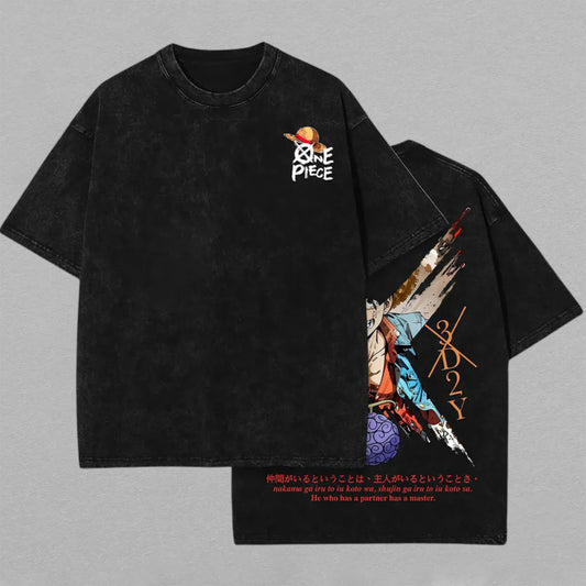 Monkey D. Luffy One Piece Pirate King | Retro Vintage Washed T-Shirt | Limited Edition Oversized Streetwear