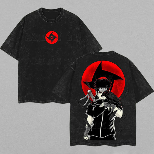 Shisui Uchiha Naruto Mangekyou Sharingan | Retro Vintage Washed T-Shirt | Limited Edition Oversized Streetwear