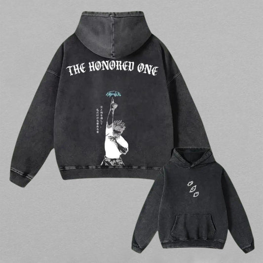 Satoru Gojo Jujutsu Kaisen Hollow Purple | Double-Sided Retro Vintage Washed Hoodie | Limited Edition Streetwear