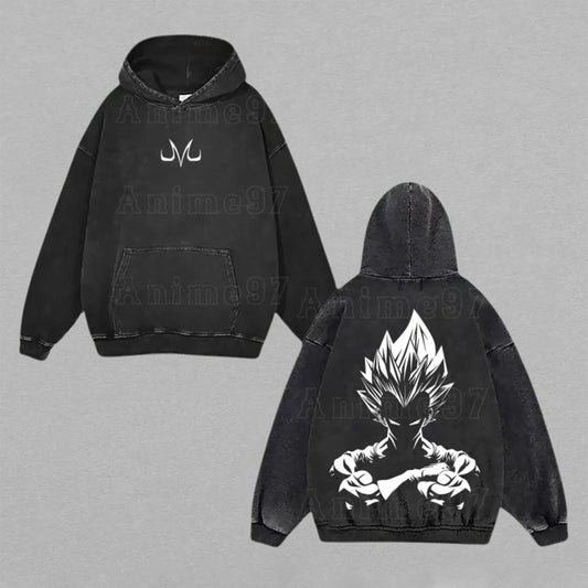 Majin Vegeta Dragon Ball Z Final Explosion | Double-Sided Retro Vintage Washed Hoodie | Limited Edition Streetwear