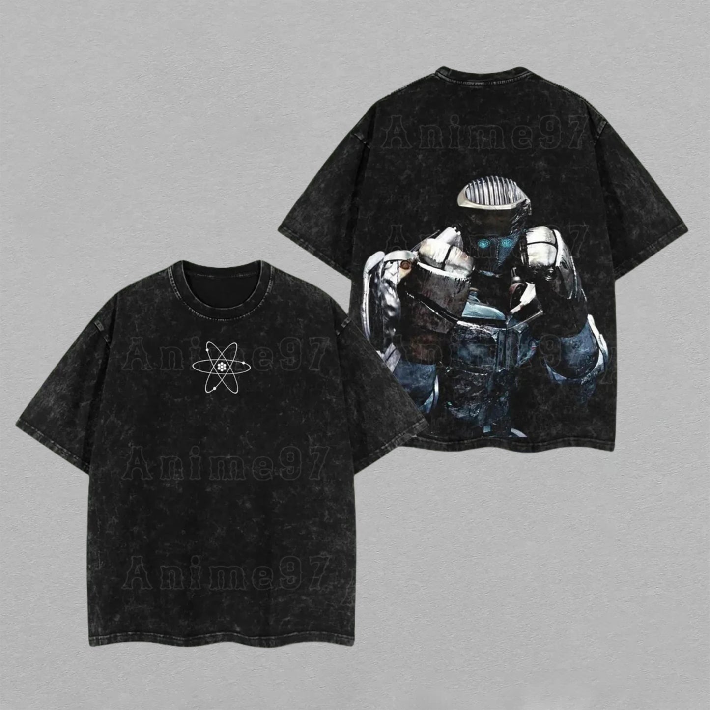 Atom Real Steel Robot Boxing | Retro Vintage Washed T-Shirt | Limited Edition Oversized Streetwear