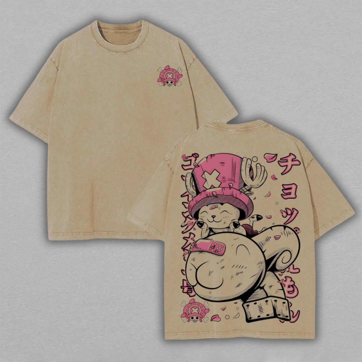 Tony Tony Chopper One Piece Cotton Candy Lover | Retro Vintage Washed T-Shirt | Limited Edition Oversized Streetwear