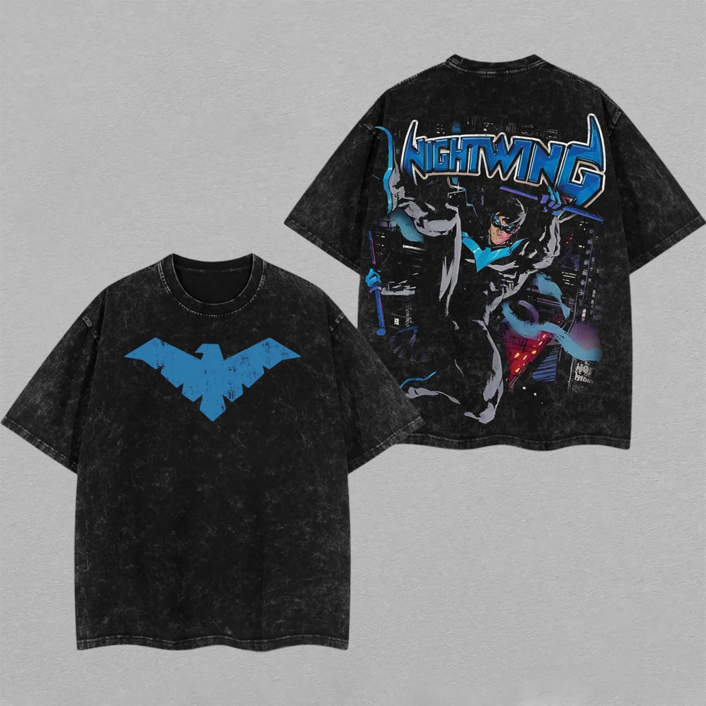 Nightwing DC Comics Gotham Vigilante | Retro Vintage Washed T-Shirt | Limited Edition Oversized Streetwear