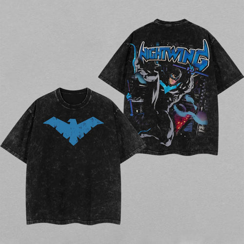 Nightwing DC Comics Gotham Vigilante | Retro Vintage Washed T-Shirt | Limited Edition Oversized Streetwear
