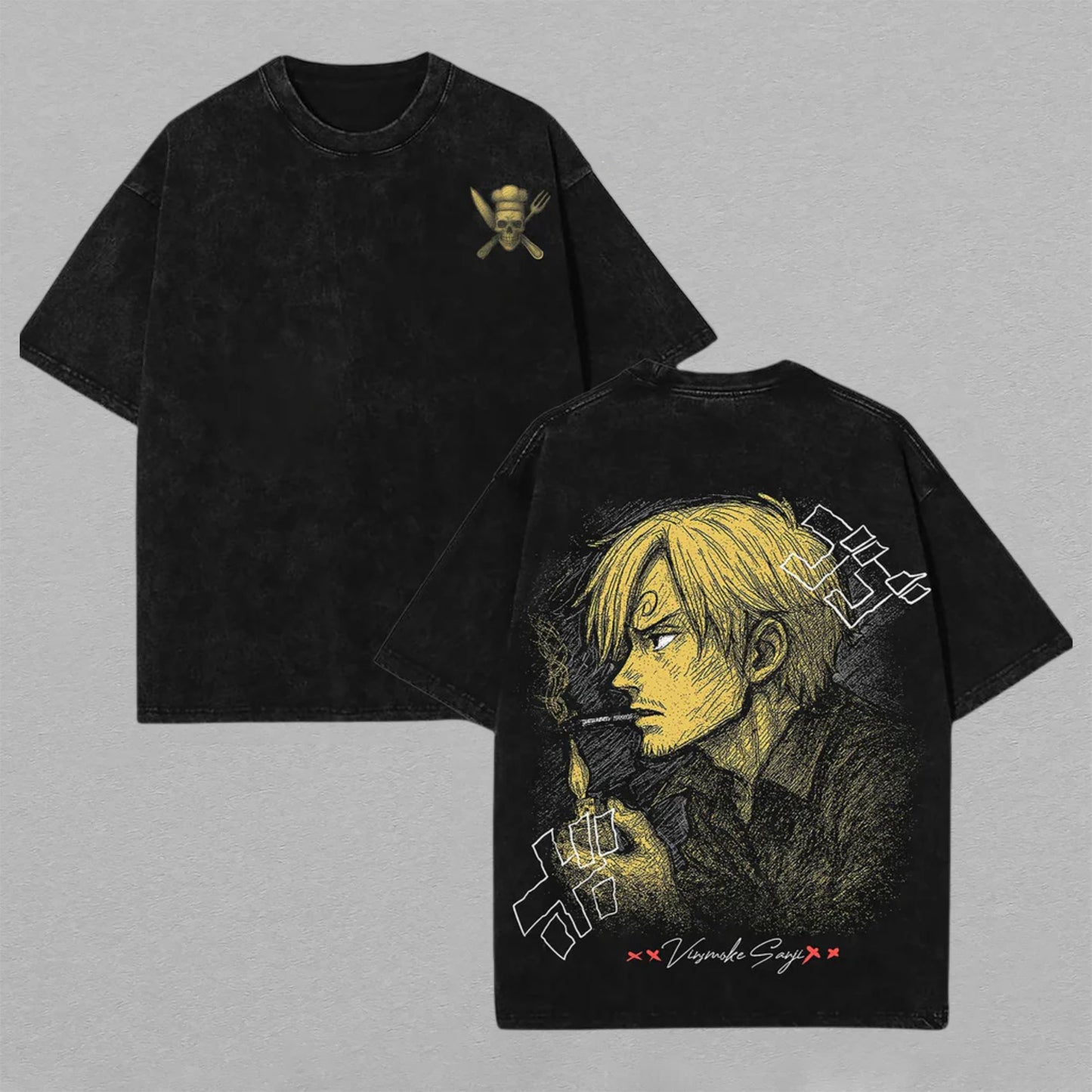 Vinsmoke Sanji One Piece Black Leg | Retro Vintage Washed T-Shirt | Limited Edition Oversized Streetwear