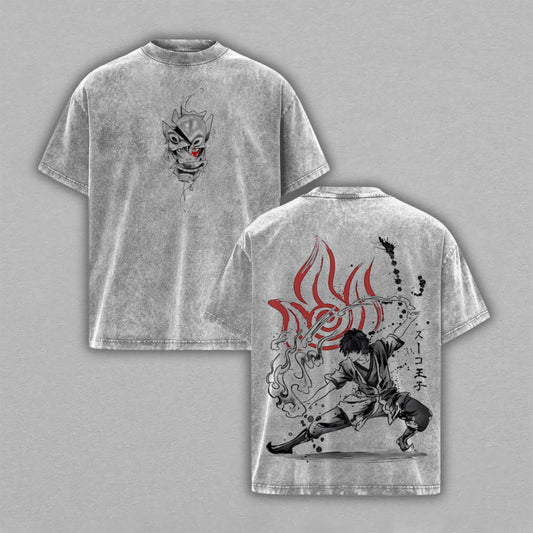 Prince Zuko Avatar Fire Nation | Retro Vintage Washed T-Shirt | Limited Edition Oversized Streetwear