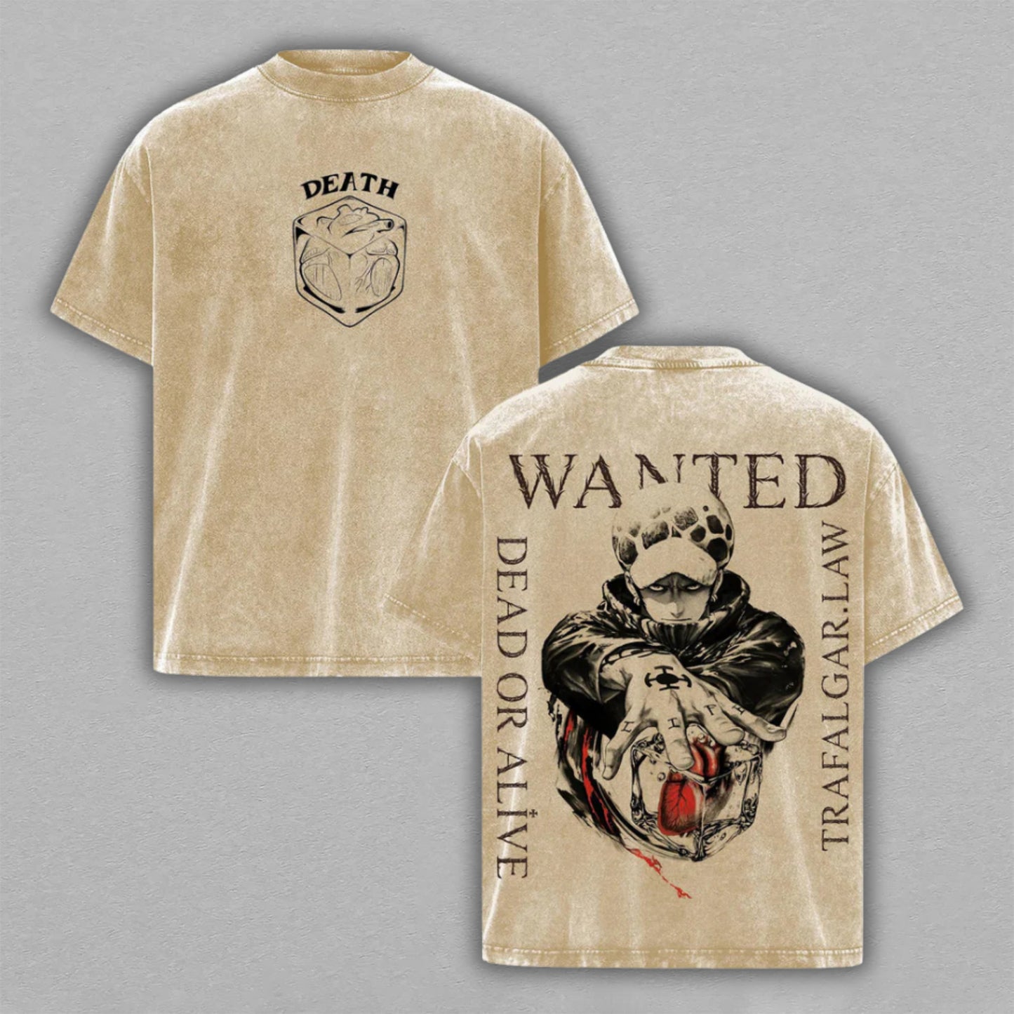 Trafalgar D. Law One Piece Surgeon of Death | Retro Vintage Washed T-Shirt | Limited Edition Oversized Streetwear