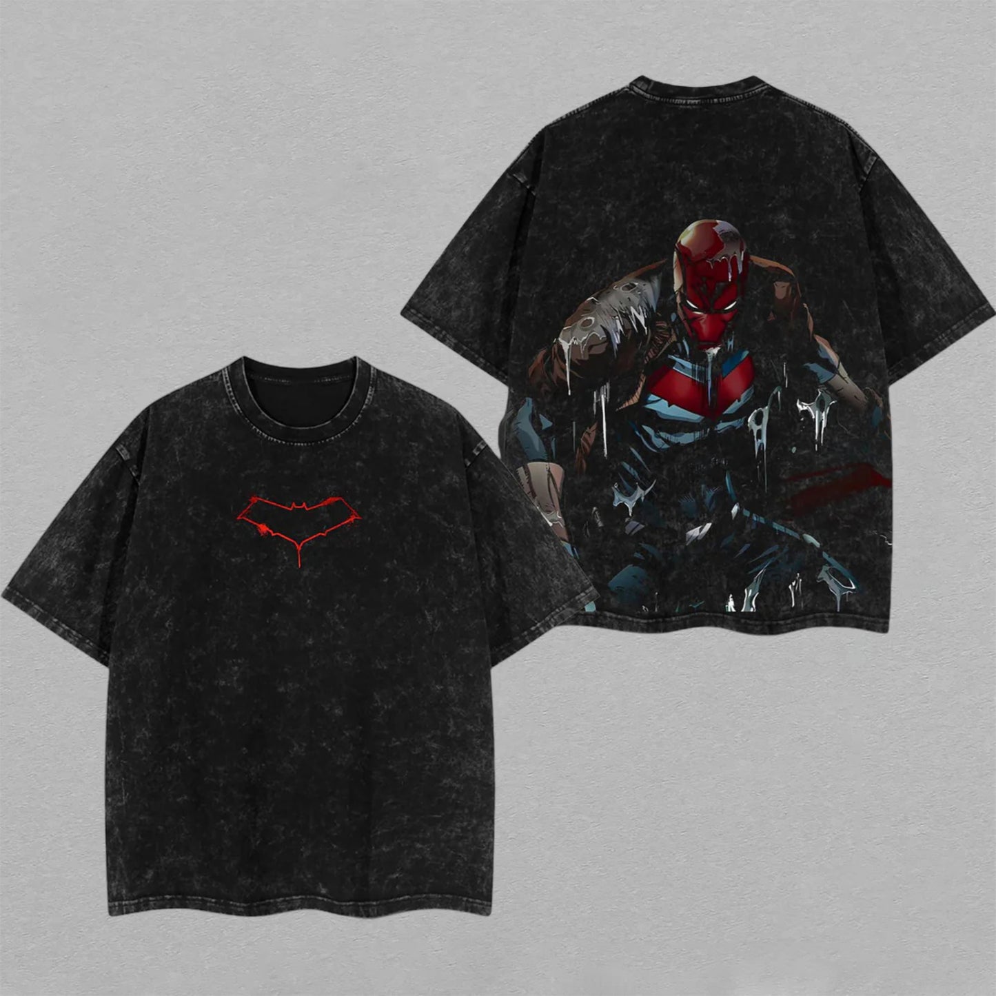 Red Hood DC Comics Gotham Vigilante | Retro Vintage Washed T-Shirt | Limited Edition Oversized Streetwear