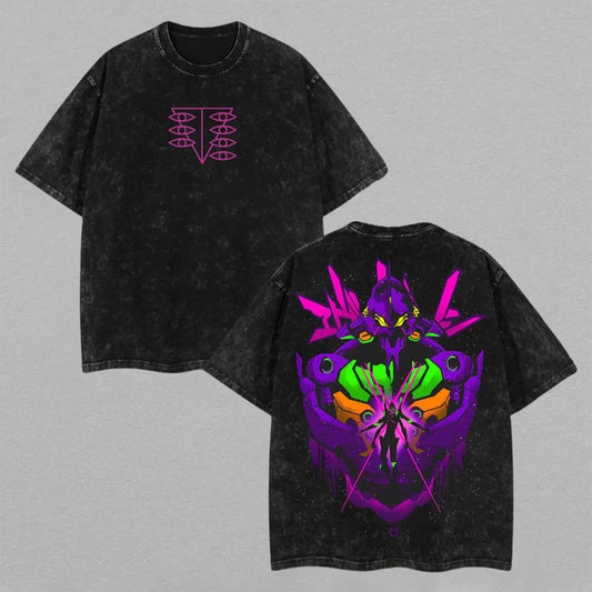 Evangelion Unit-01 Mecha Awakening | Retro Vintage Washed T-Shirt | Limited Edition Oversized Streetwear