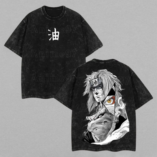 Jiraiya Naruto Legendary Toad Sage | Retro Vintage Washed T-Shirt | Limited Edition Oversized Streetwear