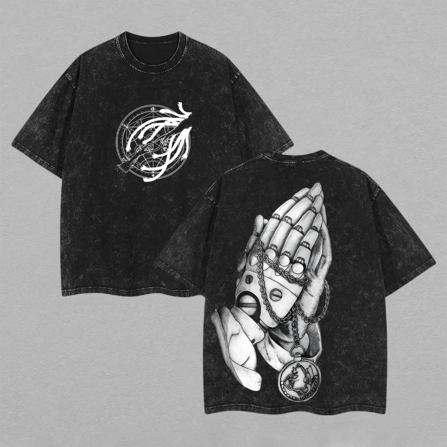 Alphonse Elric Fullmetal Alchemist Retro Vintage Washed T-Shirt Limited Oversized Streetwear Anime Graphic Tee Gift for FMA Fans