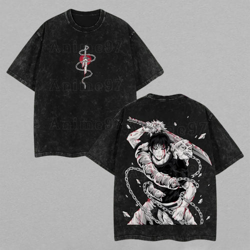 Toji Fushiguro Jujutsu Kaisen Sorcerer Killer | Retro Vintage Washed T-Shirt | Limited Edition Oversized Streetwear