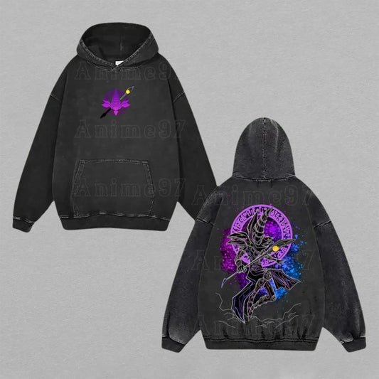 Dark Magician Yu-Gi-Oh! Dark Magic Attack | Double-Sided Retro Vintage Washed Hoodie | Limited Edition Streetwear