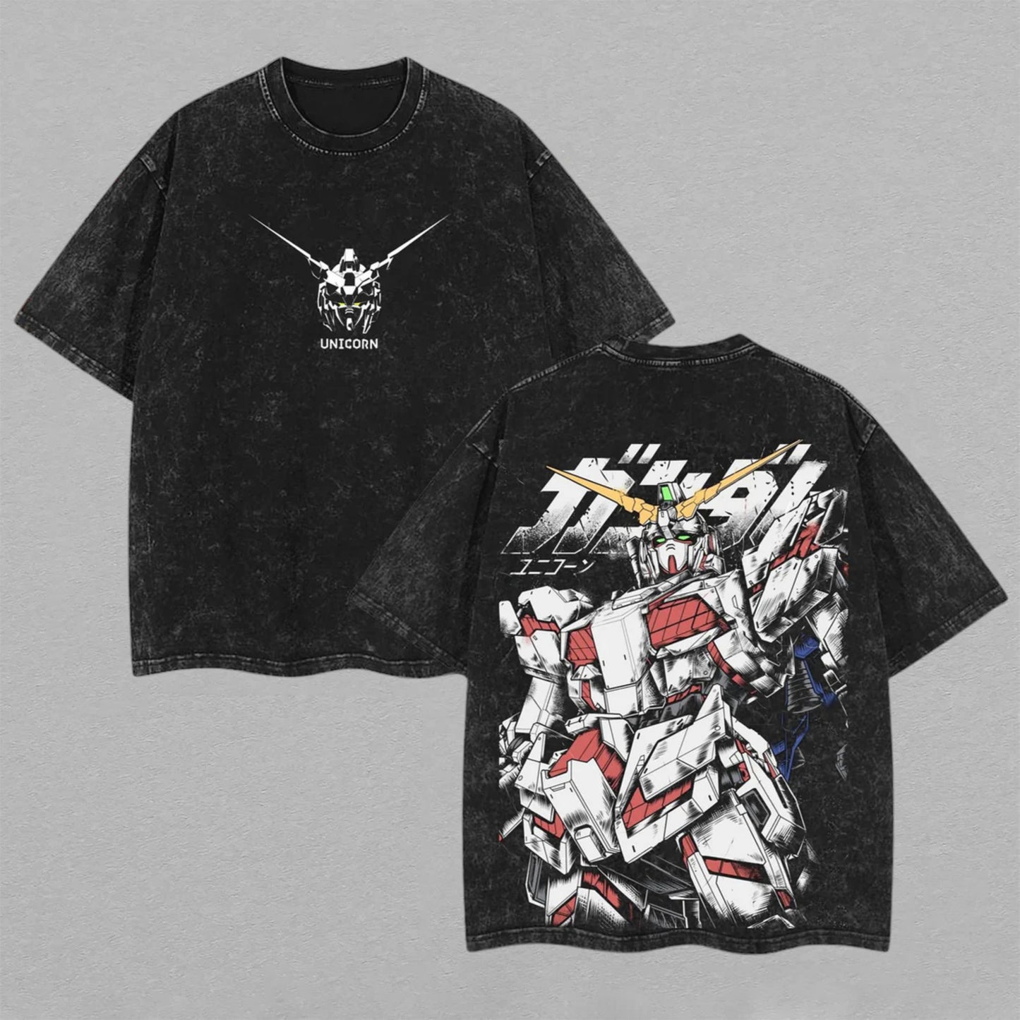 RX-0 Unicorn Gundam Mobile Suit | Retro Vintage Washed T-Shirt | Limited Edition Oversized Streetwear