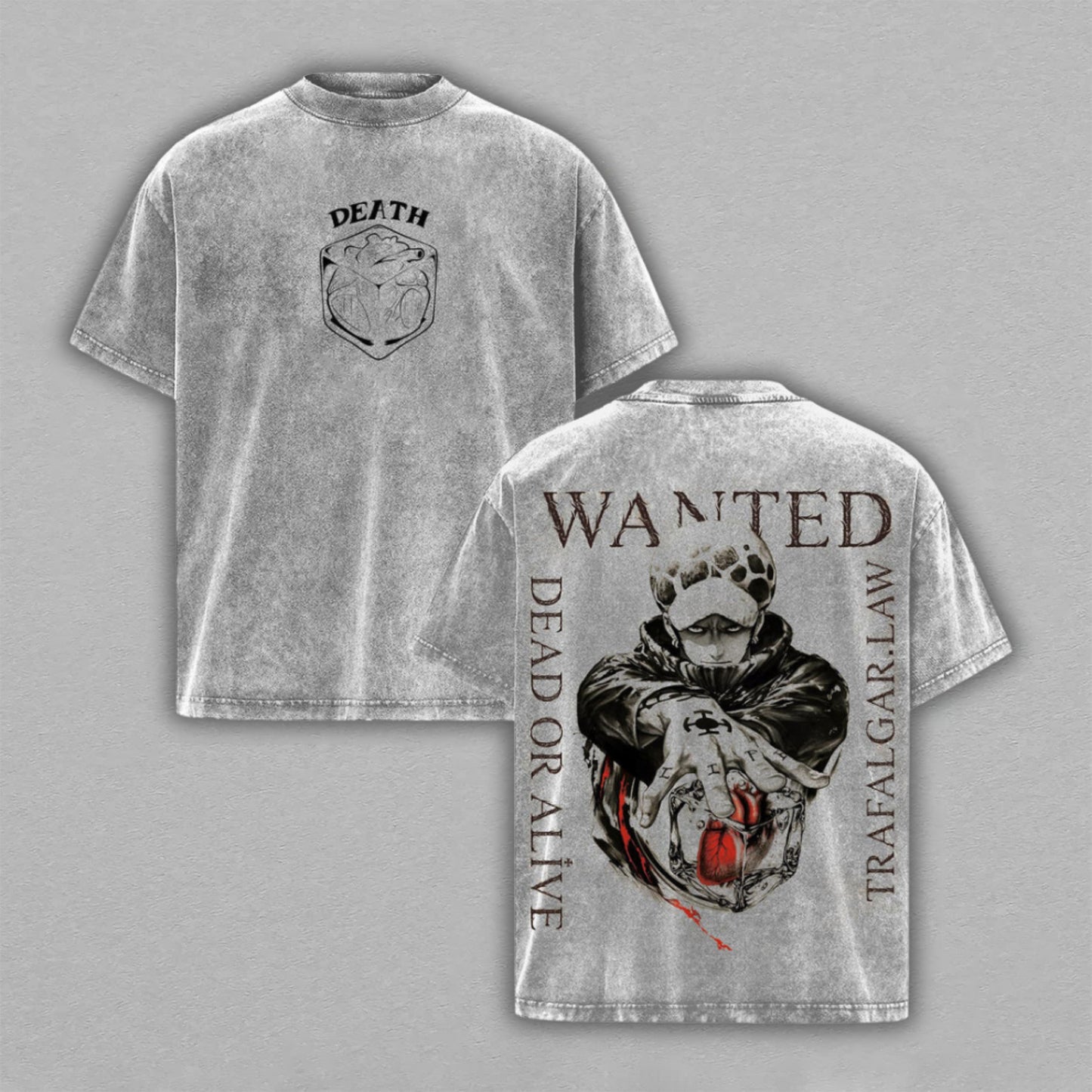 Trafalgar D. Law One Piece Wanted Poster | Retro Vintage Washed T-Shirt | Limited Edition Oversized Streetwear