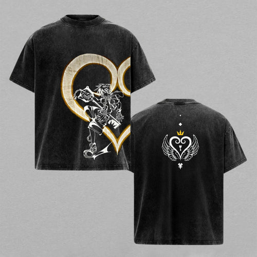 Sora Kingdom Hearts Keyblade Master | Double-Sided Retro Vintage Washed T-Shirt | Limited Edition Streetwear