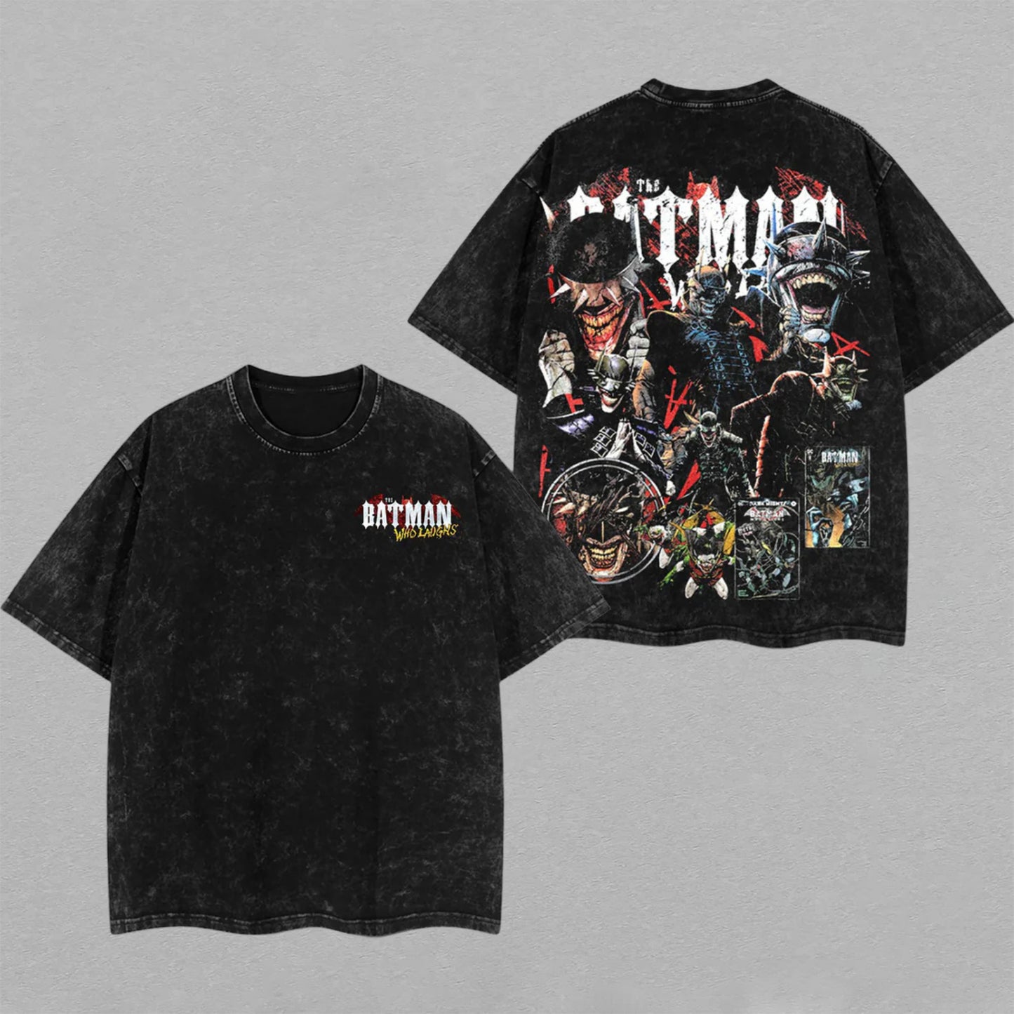 The Batman Who Laughs DC Comics | Double-Sided Retro Vintage Washed T-Shirt | Limited Edition Streetwear