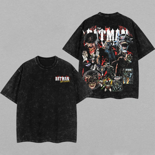 The Batman Who Laughs DC Comics | Double-Sided Retro Vintage Washed T-Shirt | Limited Edition Streetwear