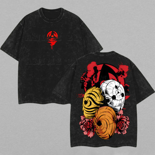 Obito Uchiha Naruto Tobi Mask Evolution | Retro Vintage Washed T-Shirt | Limited Edition Oversized Streetwear