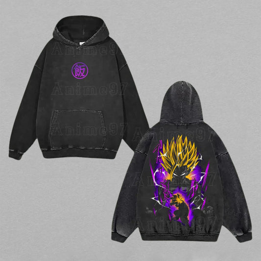 SSJ2 Gohan Dragon Ball Z Cell Games | Double-Sided Retro Vintage Washed Hoodie | Limited Edition Streetwear