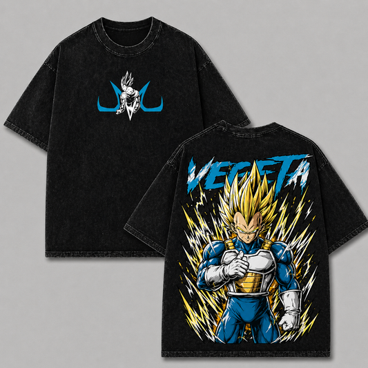 Vegeta Dragon Ball Z Super Saiyan | Retro Vintage Washed T-Shirt | Limited Edition Oversized Streetwear
