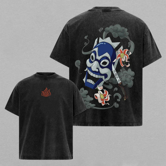 Zuko Avatar Blue Spirit Mask | Double-Sided Retro Vintage Washed T-Shirt | Limited Edition Streetwear