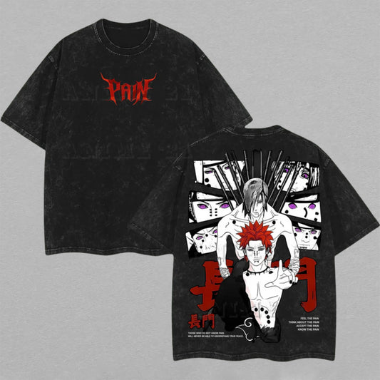 Nagato Uzumaki Pain Naruto Shippuden | Retro Vintage Washed T-Shirt | Limited Edition Oversized Streetwear