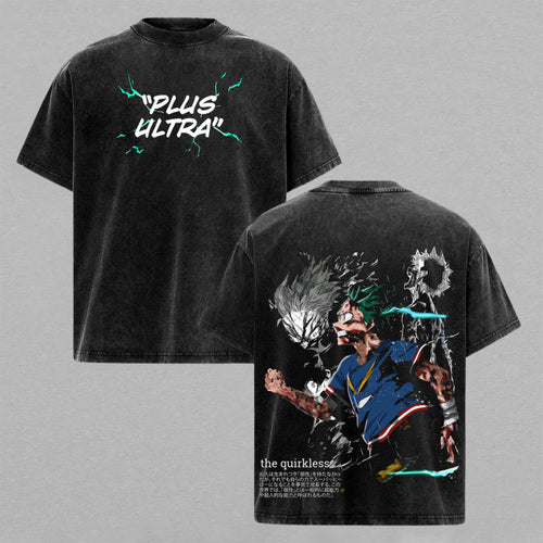 Izuku Midoriya Deku One For All My Hero Academia Retro Vintage Washed T-Shirt Limited Oversized Streetwear Double-Sided Anime Tee Gift for MHA Fans