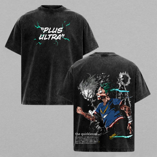 Izuku Midoriya Deku One For All My Hero Academia Retro Vintage Washed T-Shirt Limited Oversized Streetwear Double-Sided Anime Tee Gift for MHA Fans