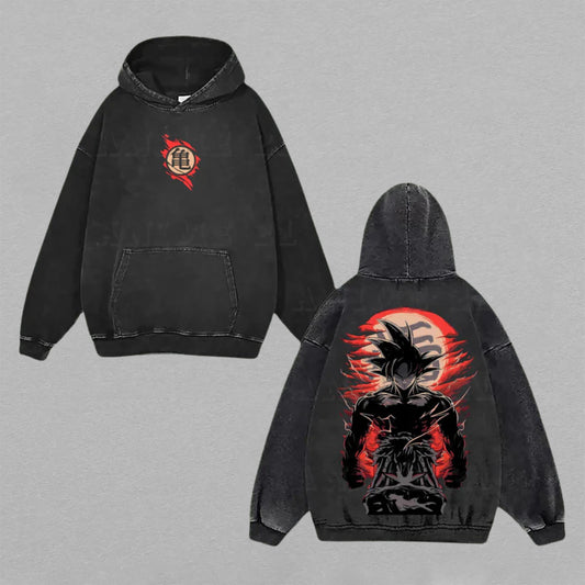 Goku Ultra Instinct Dragon Ball Super Kame | Double-Sided Retro Vintage Washed Hoodie | Limited Edition Streetwear