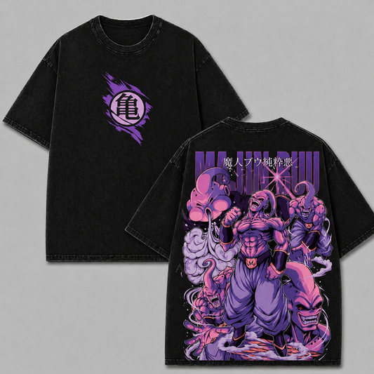 Kid Buu Dragon Ball Z Villain Power | Retro Vintage Washed T-Shirt | Limited Edition Oversized Streetwear