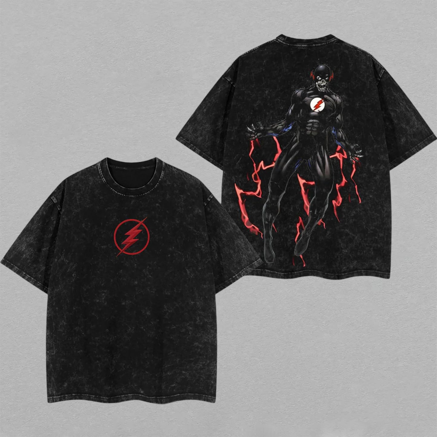 Black Flash DC Comics Speed Force | Retro Vintage Washed T-Shirt | Limited Edition Oversized Streetwear