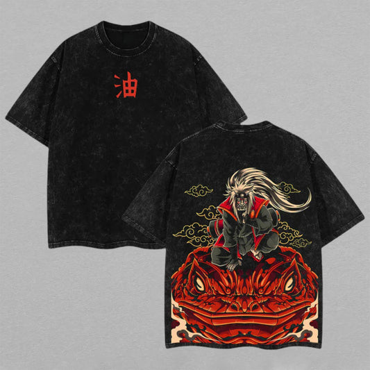 Jiraiya Naruto Toad Sage Legend | Retro Vintage Washed T-Shirt | Limited Edition Oversized Streetwear