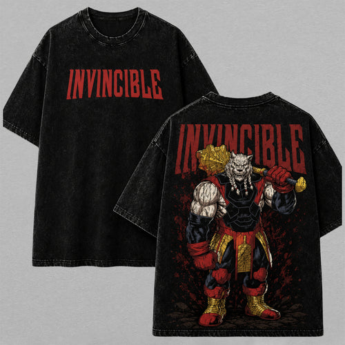 Battle Beast Invincible Red Armor Warrior Washed T-shirt Limited Retro Vintage Oversized Streetwear Comic Graphic Tee Gift for Fans