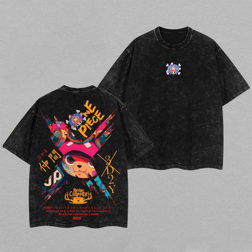 Tony Tony Chopper One Piece 3D2Y | Double-Sided Retro Vintage Washed T-Shirt | Limited Edition Streetwear