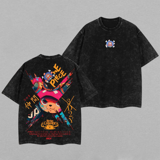 Tony Tony Chopper One Piece 3D2Y | Double-Sided Retro Vintage Washed T-Shirt | Limited Edition Streetwear