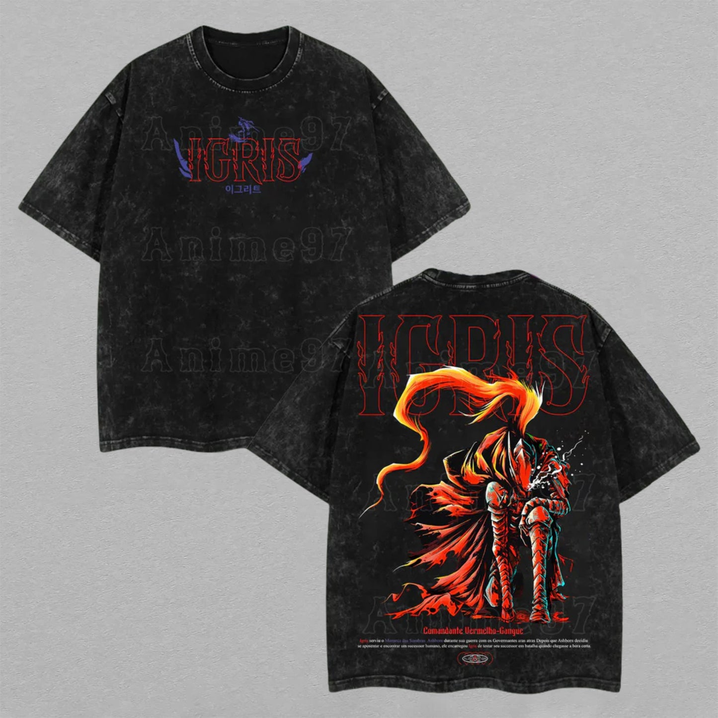 Igris Solo Leveling Shadow Soldier | Retro Vintage Washed T-Shirt | Limited Edition Oversized Streetwear