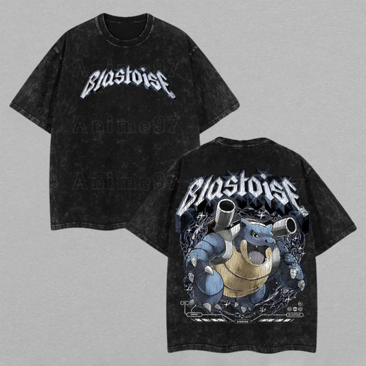 Blastoise Pokémon Hydro Pump Edition | Retro Vintage Washed T-Shirt | Limited Edition Oversized Streetwear