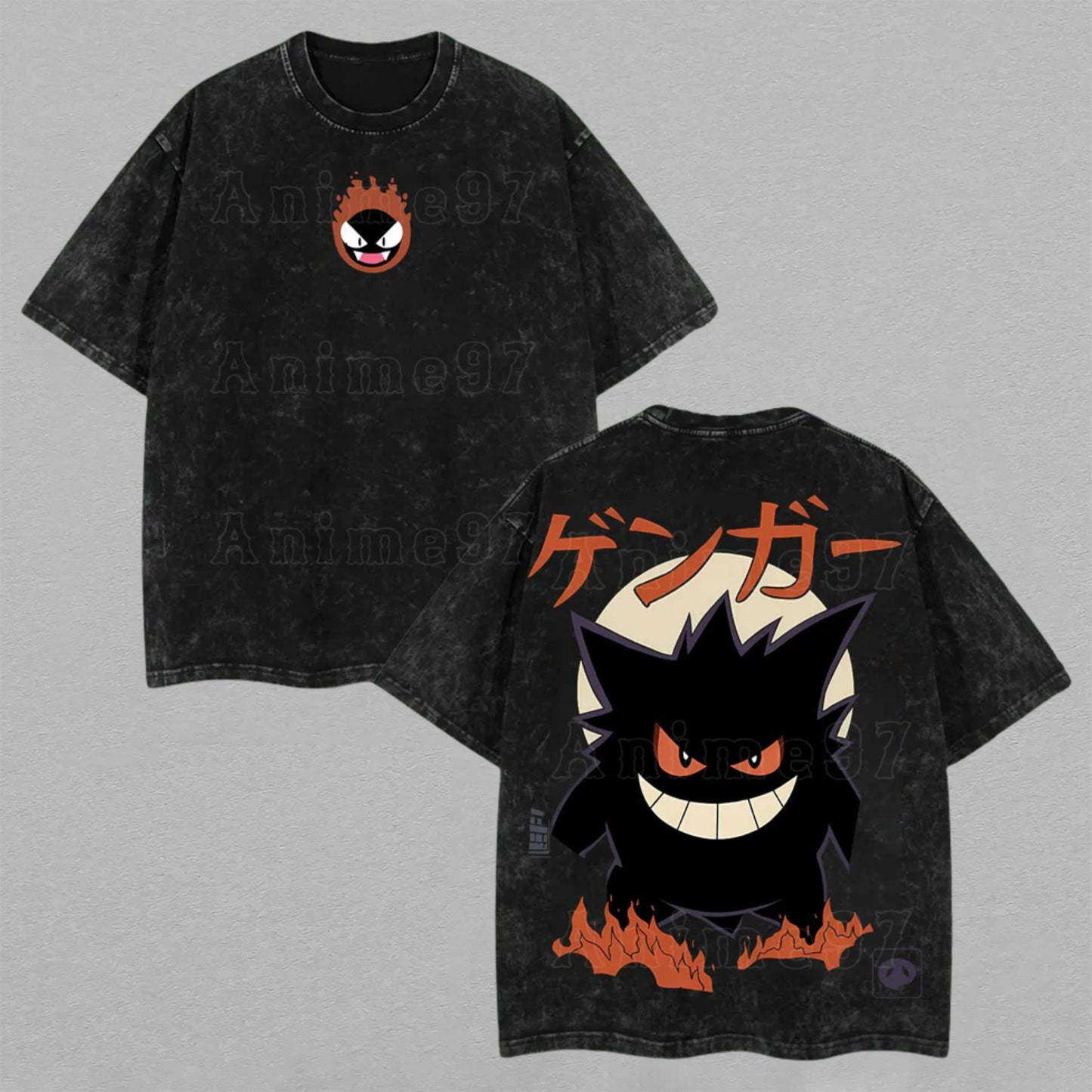 Lavender Gengar Pokémon Ghost Type | Retro Vintage Washed T-Shirt | Limited Edition Oversized Streetwear