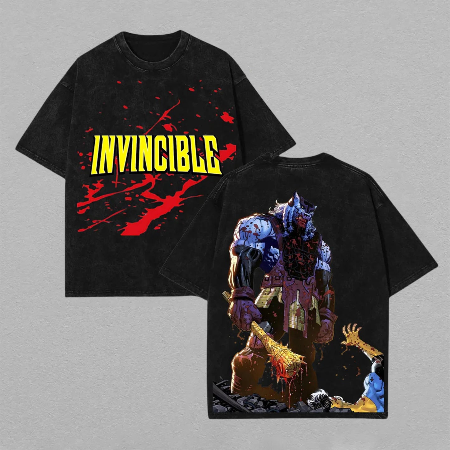 Battle Beast Invincible Brutal Warrior | Retro Vintage Washed T-Shirt | Limited Edition Oversized Streetwear