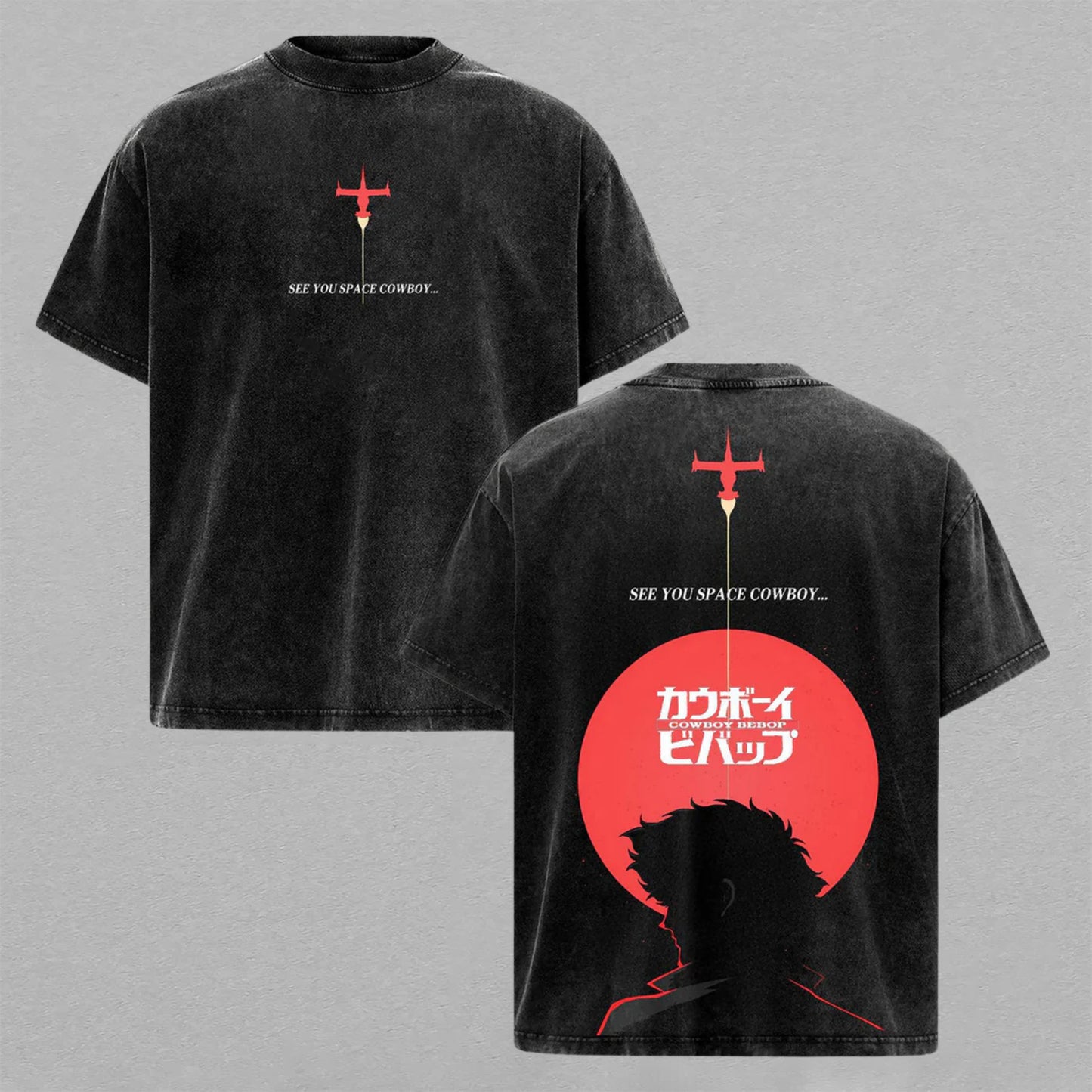 Spike Spiegel Cowboy Bebop Swordfish II | Retro Vintage Washed T-Shirt | Limited Edition Oversized Streetwear