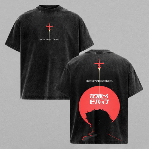 Spike Spiegel Cowboy Bebop Swordfish II | Retro Vintage Washed T-Shirt | Limited Edition Oversized Streetwear