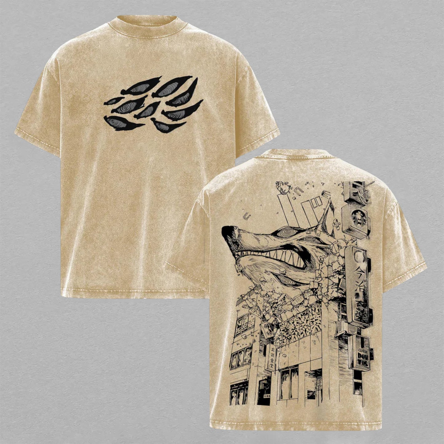 Kaiju No. 8 Monster Form Heavyweight | Retro Vintage Washed T-Shirt | Limited Edition Oversized Streetwear