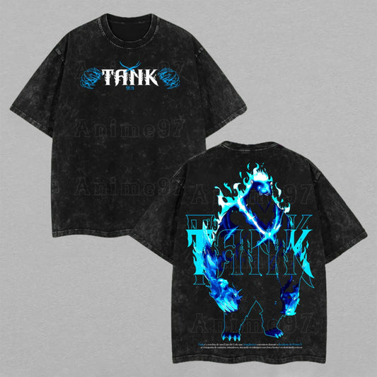 Tank Shadow Solo Leveling Shadow Army | Retro Vintage Washed T-Shirt | Limited Edition Oversized Streetwear