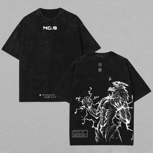 Kaiju No. 8 Monster Form Transformation | Retro Vintage Washed T-Shirt | Limited Edition Oversized Streetwear