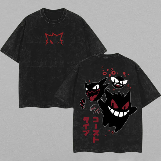 Gengar Haunter Gastly Pokémon Trio | Retro Vintage Washed T-Shirt | Limited Edition Oversized Streetwear