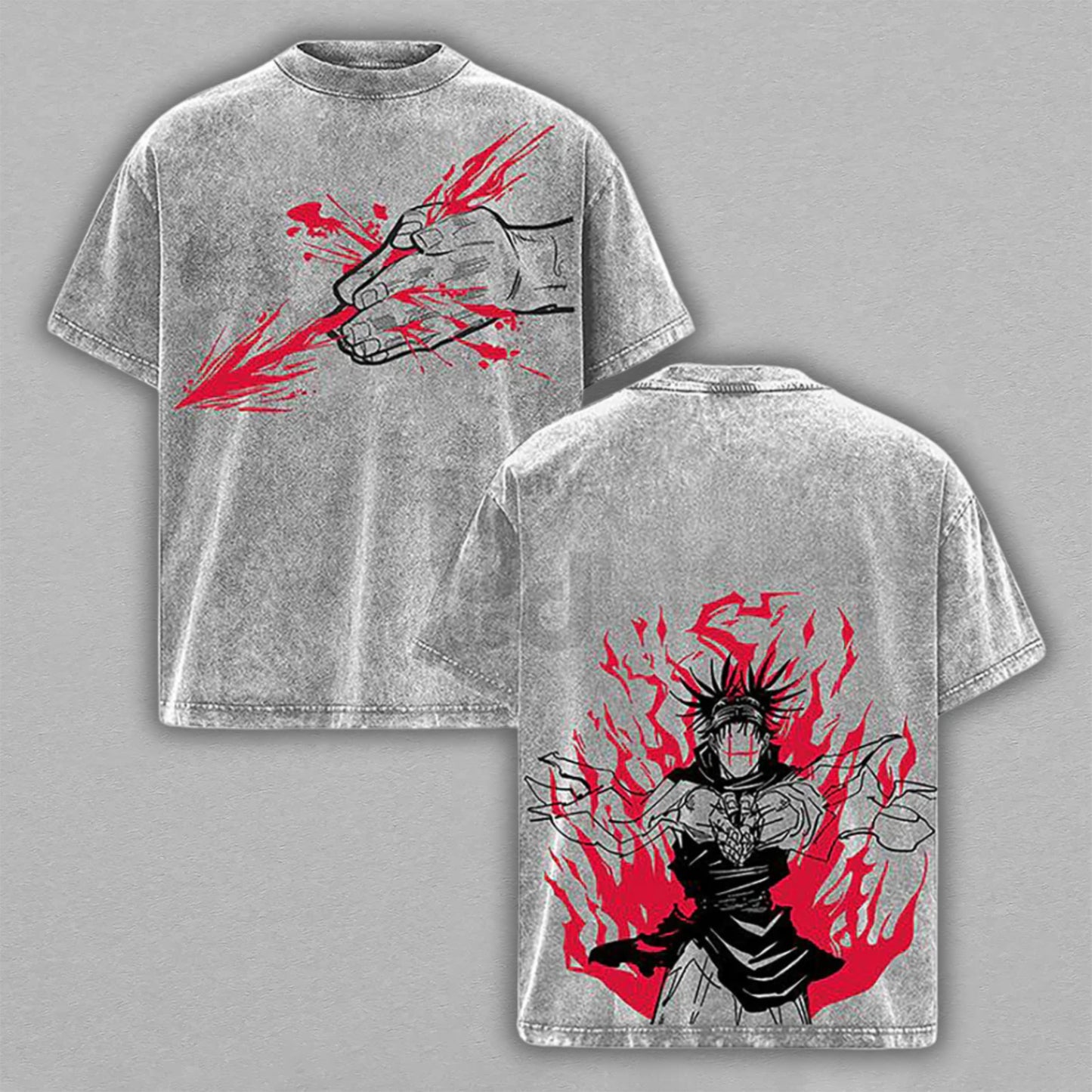 Yuji Itadori Jujutsu Kaisen Sukuna Power | Retro Vintage Washed T-Shirt | Limited Edition Oversized Streetwear